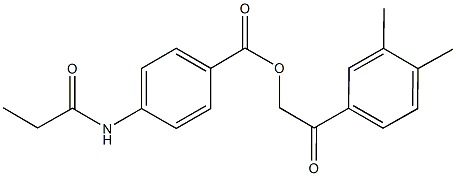 2-(3,4-dimethylphenyl)-2-oxoethyl 4-(propionylamino)benzoate 结构式