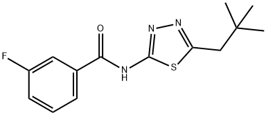 3-fluoro-N-(5-neopentyl-1,3,4-thiadiazol-2-yl)benzamide 结构式