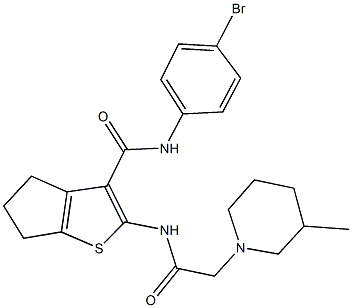 N-(4-bromophenyl)-2-{[(3-methyl-1-piperidinyl)acetyl]amino}-5,6-dihydro-4H-cyclopenta[b]thiophene-3-carboxamide 结构式