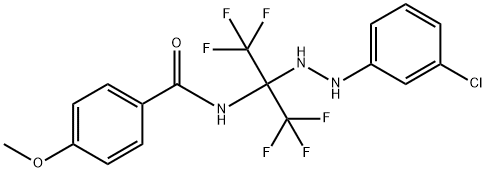 N-[1-[2-(3-chlorophenyl)hydrazino]-2,2,2-trifluoro-1-(trifluoromethyl)ethyl]-4-methoxybenzamide 结构式