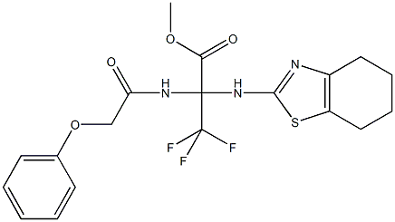 methyl 3,3,3-trifluoro-2-[(phenoxyacetyl)amino]-2-(4,5,6,7-tetrahydro-1,3-benzothiazol-2-ylamino)propanoate 结构式