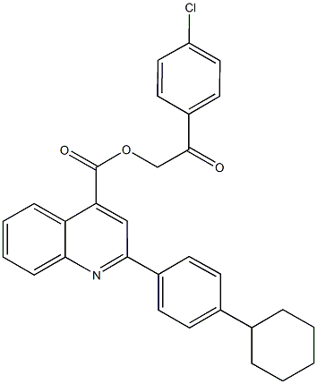 2-(4-chlorophenyl)-2-oxoethyl 2-(4-cyclohexylphenyl)-4-quinolinecarboxylate 结构式