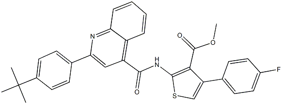 methyl 2-({[2-(4-tert-butylphenyl)-4-quinolinyl]carbonyl}amino)-4-(4-fluorophenyl)-3-thiophenecarboxylate 结构式