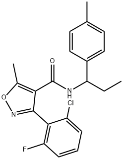 3-(2-chloro-6-fluorophenyl)-5-methyl-N-[1-(4-methylphenyl)propyl]-4-isoxazolecarboxamide 结构式