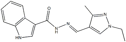 N'-[(1-ethyl-3-methyl-1H-pyrazol-4-yl)methylene]-1H-indole-3-carbohydrazide 结构式