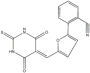 2-{5-[(4,6-dioxo-2-thioxotetrahydropyrimidin-5(2H)-ylidene)methyl]-2-furyl}benzonitrile 结构式