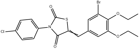 5-(3-bromo-4,5-diethoxybenzylidene)-3-(4-chlorophenyl)-1,3-thiazolidine-2,4-dione 结构式