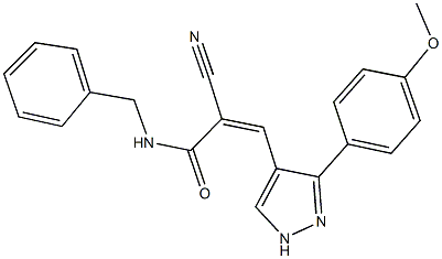 N-benzyl-2-cyano-3-[3-(4-methoxyphenyl)-1H-pyrazol-4-yl]acrylamide 结构式