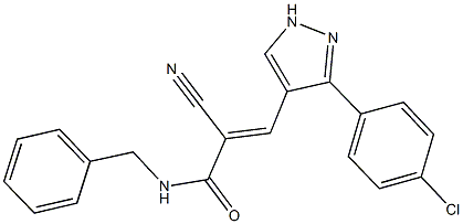 N-benzyl-3-[3-(4-chlorophenyl)-1H-pyrazol-4-yl]-2-cyanoacrylamide 结构式
