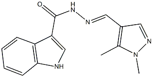 N'-[(1,5-dimethyl-1H-pyrazol-4-yl)methylene]-1H-indole-3-carbohydrazide 结构式