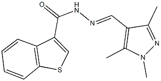 N'-[(1,3,5-trimethyl-1H-pyrazol-4-yl)methylene]-1-benzothiophene-3-carbohydrazide 结构式