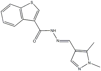 N'-[(1,5-dimethyl-1H-pyrazol-4-yl)methylene]-1-benzothiophene-3-carbohydrazide 结构式