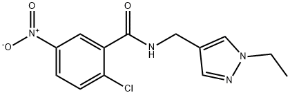 2-chloro-N-[(1-ethyl-1H-pyrazol-4-yl)methyl]-5-nitrobenzamide 结构式
