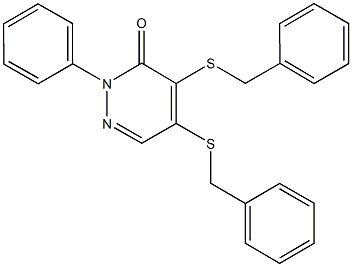 4,5-bis(benzylsulfanyl)-2-phenyl-3(2H)-pyridazinone 结构式