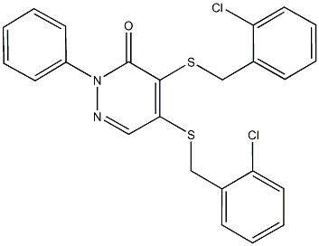 4,5-bis[(2-chlorobenzyl)sulfanyl]-2-phenyl-3(2H)-pyridazinone 结构式