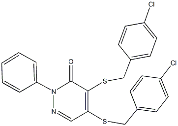4,5-bis[(4-chlorobenzyl)sulfanyl]-2-phenyl-3(2H)-pyridazinone 结构式