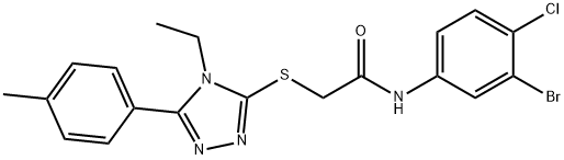 N-(3-bromo-4-chlorophenyl)-2-{[4-ethyl-5-(4-methylphenyl)-4H-1,2,4-triazol-3-yl]sulfanyl}acetamide 结构式