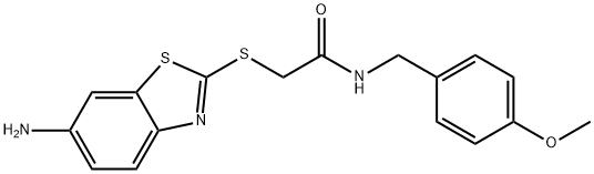 2-[(6-amino-1,3-benzothiazol-2-yl)sulfanyl]-N-(4-methoxybenzyl)acetamide 结构式