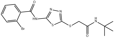 2-bromo-N-(5-{[2-(tert-butylamino)-2-oxoethyl]sulfanyl}-1,3,4-thiadiazol-2-yl)benzamide 结构式