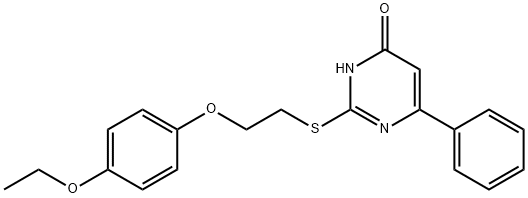 2-{[2-(4-ethoxyphenoxy)ethyl]sulfanyl}-6-phenyl-4(3H)-pyrimidinone 结构式