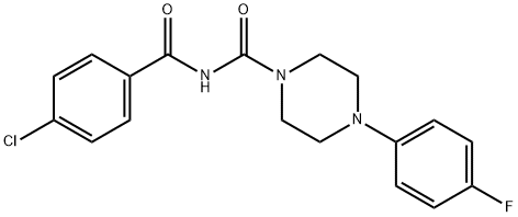 N-(4-chlorobenzoyl)-4-(4-fluorophenyl)-1-piperazinecarboxamide 结构式