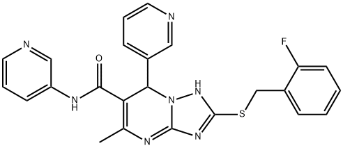 2-[(2-fluorobenzyl)sulfanyl]-5-methyl-N,7-di(3-pyridinyl)-4,7-dihydro[1,2,4]triazolo[1,5-a]pyrimidine-6-carboxamide 结构式