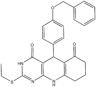 5-[4-(benzyloxy)phenyl]-2-(ethylsulfanyl)-5,8,9,10-tetrahydropyrimido[4,5-b]quinoline-4,6(3H,7H)-dione 结构式