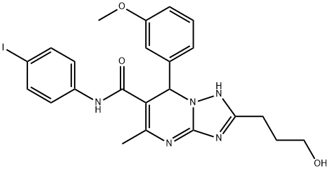 2-(3-hydroxypropyl)-N-(4-iodophenyl)-7-(3-methoxyphenyl)-5-methyl-4,7-dihydro[1,2,4]triazolo[1,5-a]pyrimidine-6-carboxamide 结构式