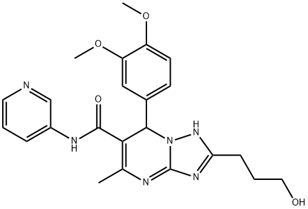 7-(3,4-dimethoxyphenyl)-2-(3-hydroxypropyl)-5-methyl-N-(3-pyridinyl)-4,7-dihydro[1,2,4]triazolo[1,5-a]pyrimidine-6-carboxamide 结构式