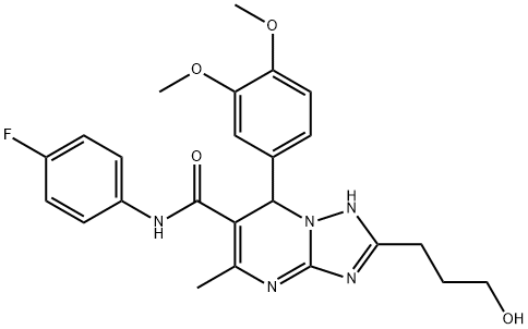 7-(3,4-dimethoxyphenyl)-N-(4-fluorophenyl)-2-(3-hydroxypropyl)-5-methyl-4,7-dihydro[1,2,4]triazolo[1,5-a]pyrimidine-6-carboxamide 结构式
