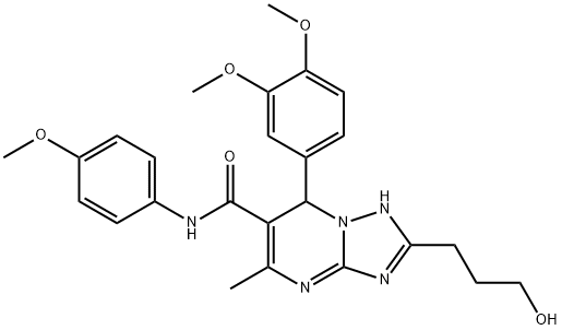 7-(3,4-dimethoxyphenyl)-2-(3-hydroxypropyl)-N-(4-methoxyphenyl)-5-methyl-4,7-dihydro[1,2,4]triazolo[1,5-a]pyrimidine-6-carboxamide 结构式