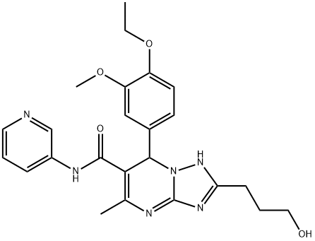 7-(4-ethoxy-3-methoxyphenyl)-2-(3-hydroxypropyl)-5-methyl-N-(3-pyridinyl)-4,7-dihydro[1,2,4]triazolo[1,5-a]pyrimidine-6-carboxamide 结构式