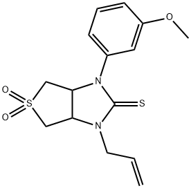 1-allyl-3-(3-methoxyphenyl)tetrahydro-1H-thieno[3,4-d]imidazole-2(3H)-thione 5,5-dioxide 结构式