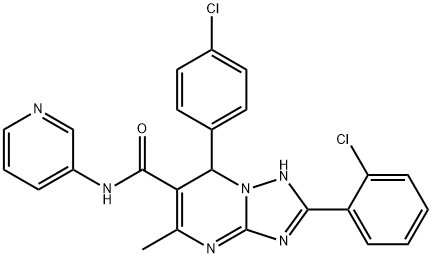 2-(2-chlorophenyl)-7-(4-chlorophenyl)-5-methyl-N-(3-pyridinyl)-4,7-dihydro[1,2,4]triazolo[1,5-a]pyrimidine-6-carboxamide 结构式