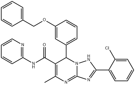 7-[3-(benzyloxy)phenyl]-2-(2-chlorophenyl)-5-methyl-N-(2-pyridinyl)-4,7-dihydro[1,2,4]triazolo[1,5-a]pyrimidine-6-carboxamide 结构式