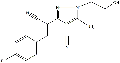 5-amino-3-[2-(4-chlorophenyl)-1-cyanovinyl]-1-(2-hydroxyethyl)-1H-pyrazole-4-carbonitrile 结构式