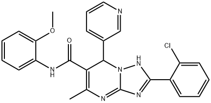2-(2-chlorophenyl)-N-(2-methoxyphenyl)-5-methyl-7-(3-pyridinyl)-4,7-dihydro[1,2,4]triazolo[1,5-a]pyrimidine-6-carboxamide 结构式
