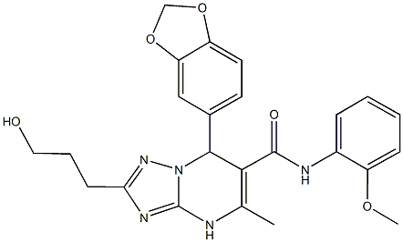 7-(1,3-benzodioxol-5-yl)-2-(3-hydroxypropyl)-N-(2-methoxyphenyl)-5-methyl-4,7-dihydro[1,2,4]triazolo[1,5-a]pyrimidine-6-carboxamide 结构式