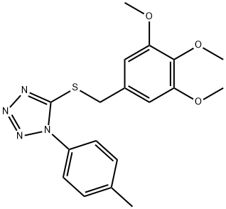 1-(4-methylphenyl)-5-[(3,4,5-trimethoxybenzyl)sulfanyl]-1H-tetraazole 结构式