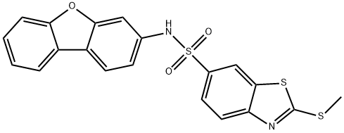 N-dibenzo[b,d]furan-3-yl-2-(methylsulfanyl)-1,3-benzothiazole-6-sulfonamide 结构式