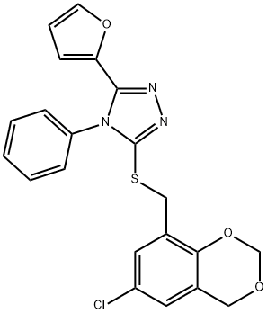 (6-chloro-4H-1,3-benzodioxin-8-yl)methyl 5-(2-furyl)-4-phenyl-4H-1,2,4-triazol-3-yl sulfide 结构式