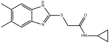 N-cyclopropyl-2-[(5,6-dimethyl-1H-benzimidazol-2-yl)sulfanyl]acetamide 结构式