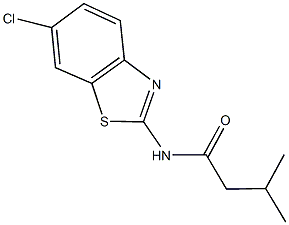 N-(6-chloro-1,3-benzothiazol-2-yl)-3-methylbutanamide 结构式