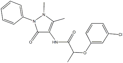 2-(3-chlorophenoxy)-N-(1,5-dimethyl-3-oxo-2-phenyl-2,3-dihydro-1H-pyrazol-4-yl)propanamide 结构式