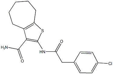 2-{[(4-chlorophenyl)acetyl]amino}-5,6,7,8-tetrahydro-4H-cyclohepta[b]thiophene-3-carboxamide 结构式