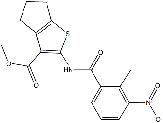 methyl 2-({3-nitro-2-methylbenzoyl}amino)-5,6-dihydro-4H-cyclopenta[b]thiophene-3-carboxylate 结构式