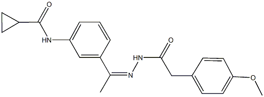 N-(3-{N-[(4-methoxyphenyl)acetyl]ethanehydrazonoyl}phenyl)cyclopropanecarboxamide 结构式