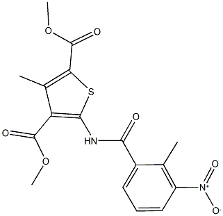 dimethyl 5-({3-nitro-2-methylbenzoyl}amino)-3-methyl-2,4-thiophenedicarboxylate 结构式