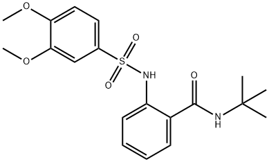 N-(tert-butyl)-2-{[(3,4-dimethoxyphenyl)sulfonyl]amino}benzamide 结构式