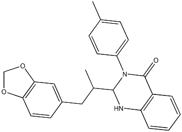 2-[2-(1,3-benzodioxol-5-yl)-1-methylethyl]-3-(4-methylphenyl)-2,3-dihydro-4(1H)-quinazolinone 结构式